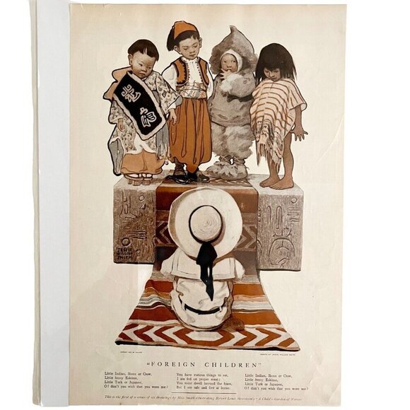 Foreign Children Jessie Willcox Smith 1905 Lithograph Print Stevenson Verse HM1D - Picture 2 of 2